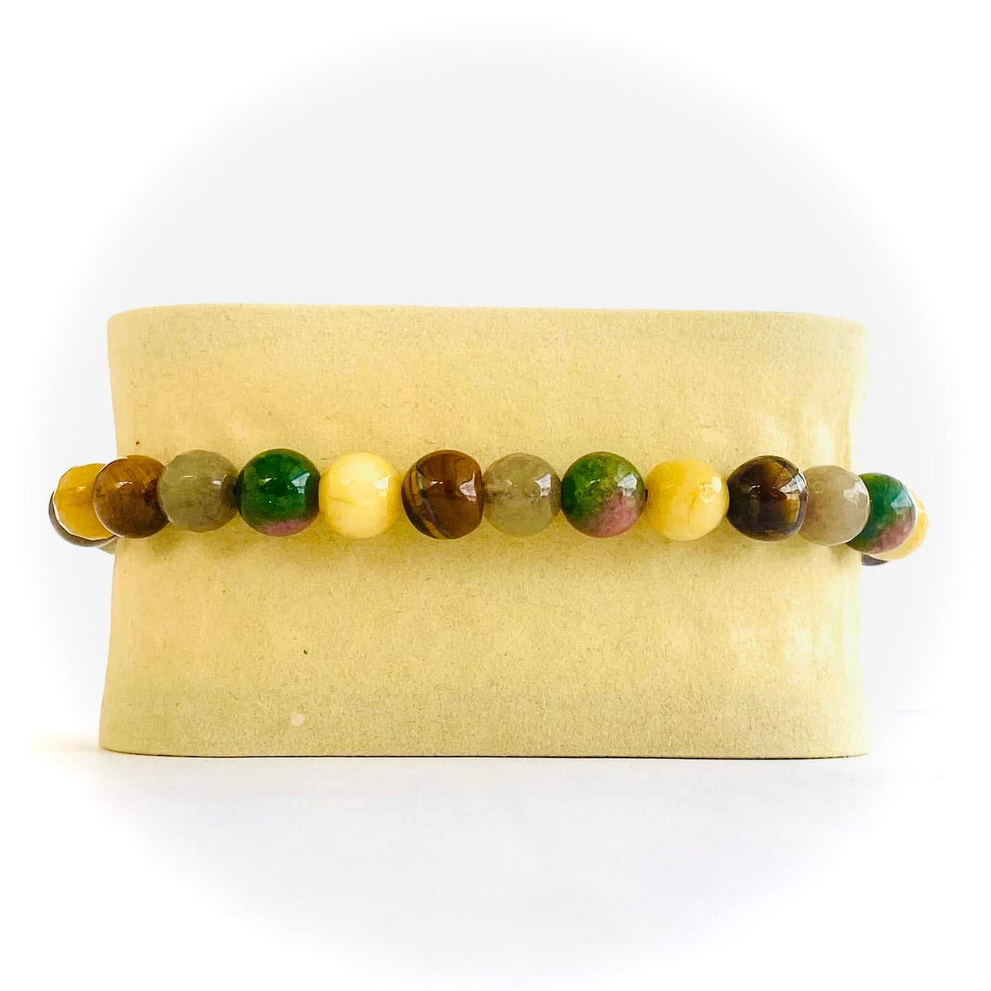 Pulsera agata, ojo de tigre y jade
