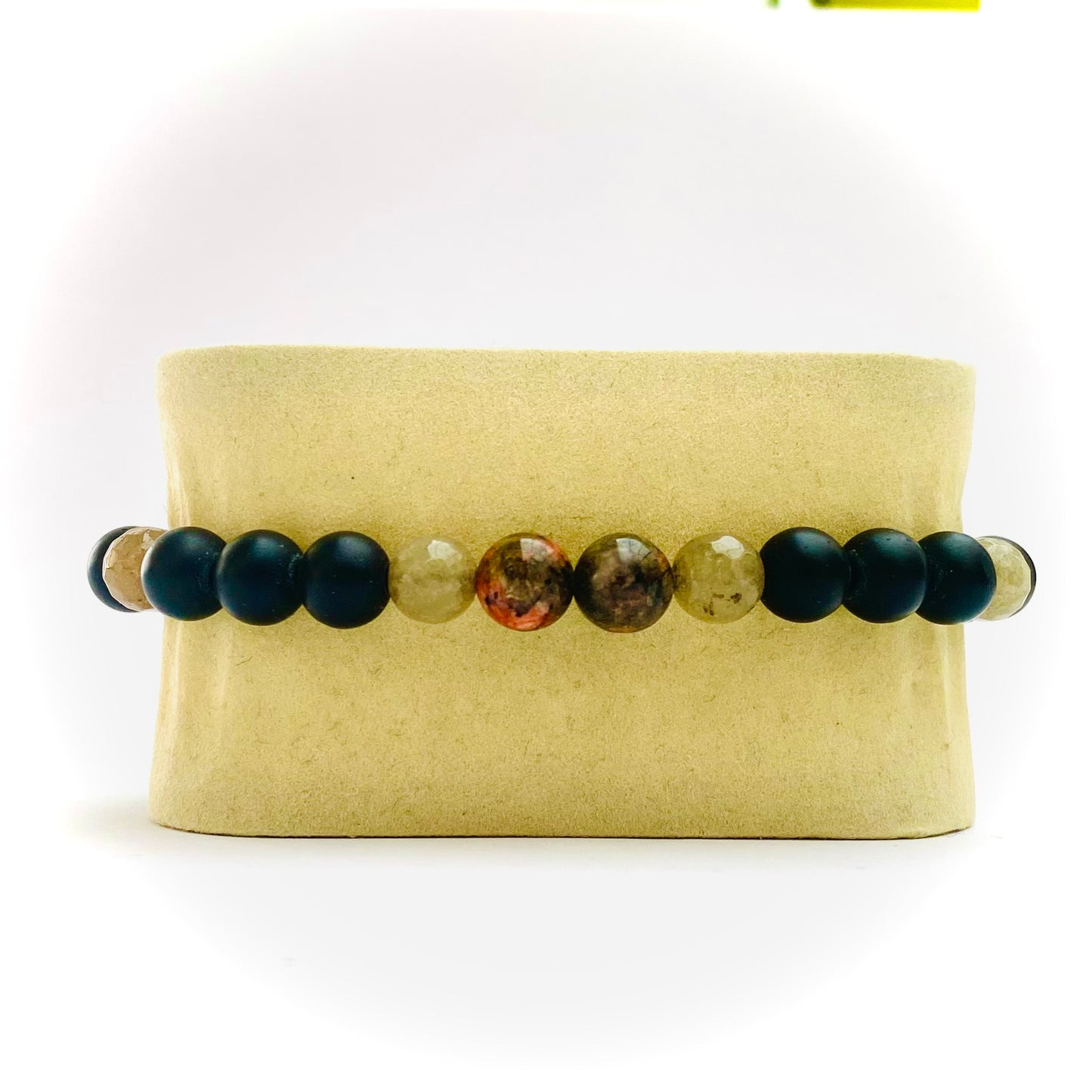 Pulsera onix, agata y unakita