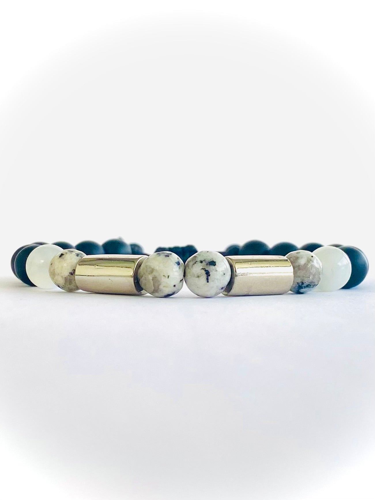 Pulsera onix, cuarzo turmalinado y agata