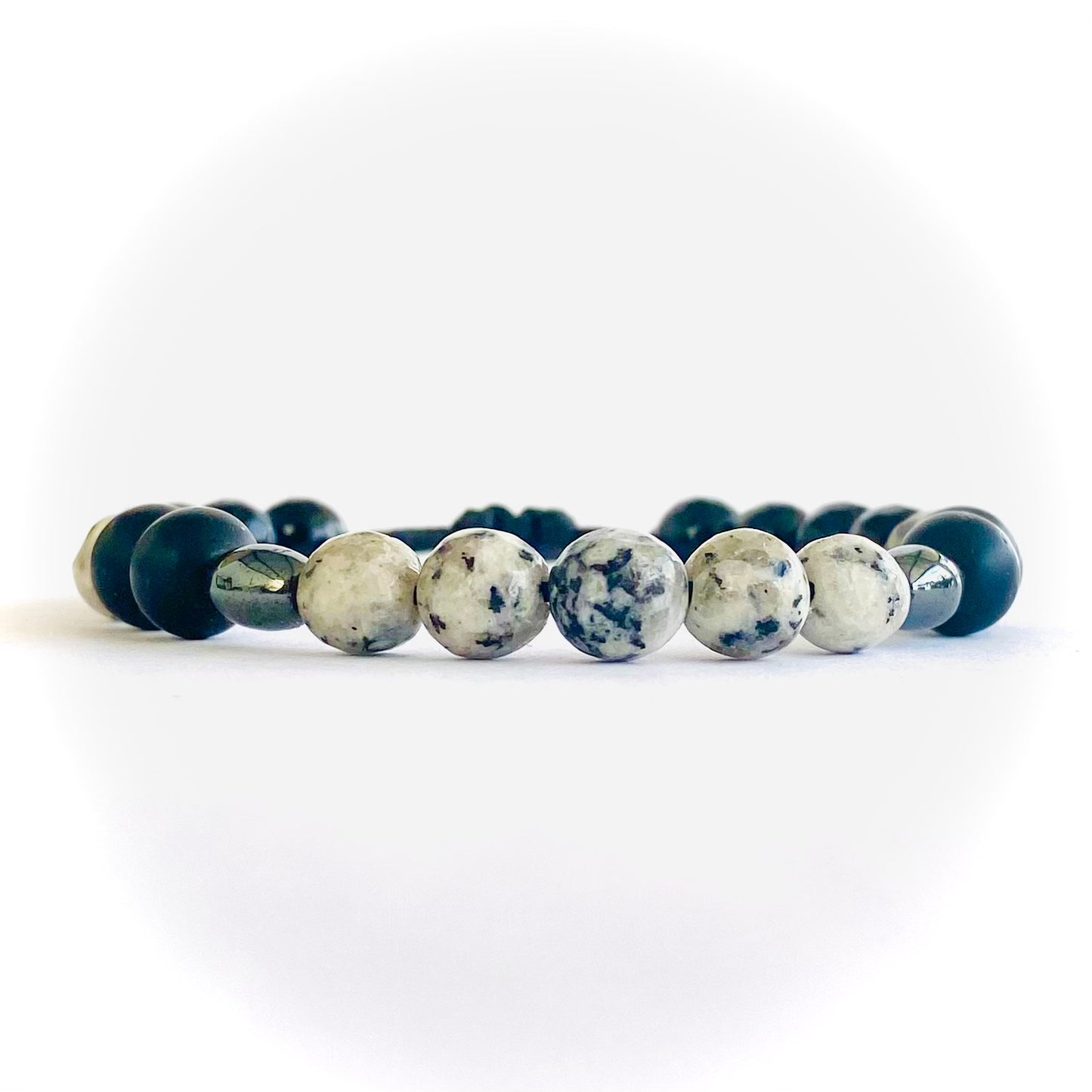 Pulsera agata, onix, acerina y cuarzo turmalinado