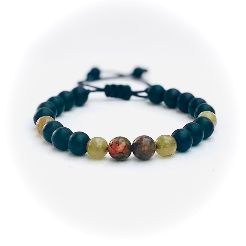 Pulsera onix, agata y unakita