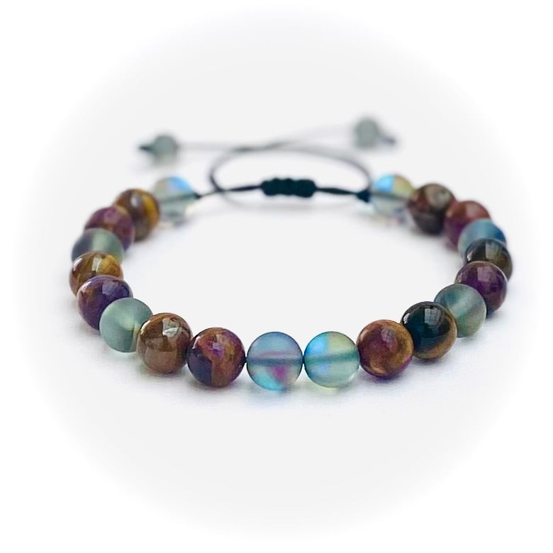 Pulsera cuarzo electrificado y ojo de tigre