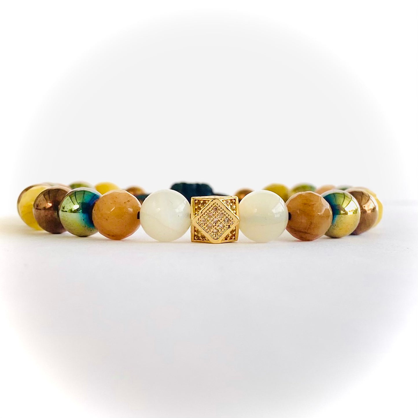 Pulsera piedra luna, acerina y agata
