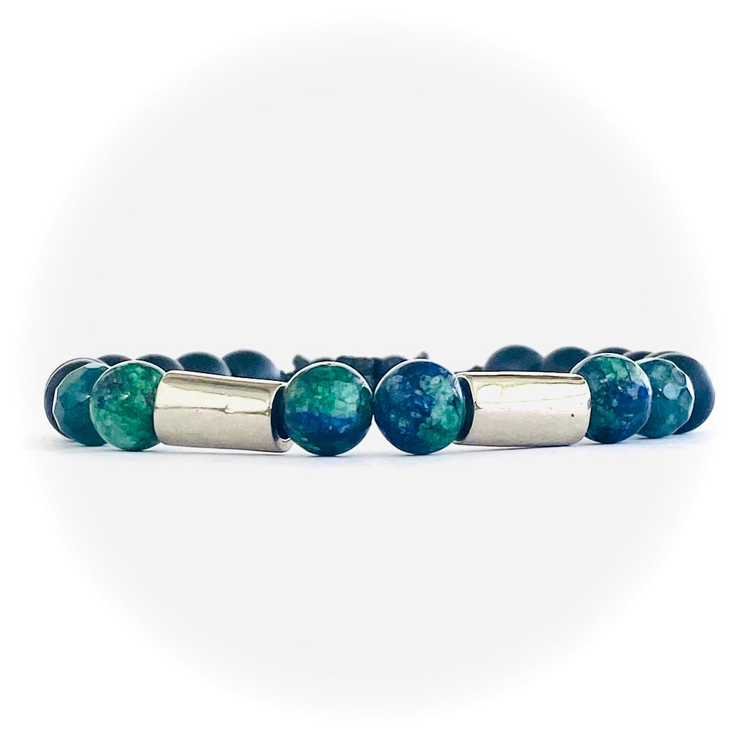 Pulsera onix, agata y espectrolita