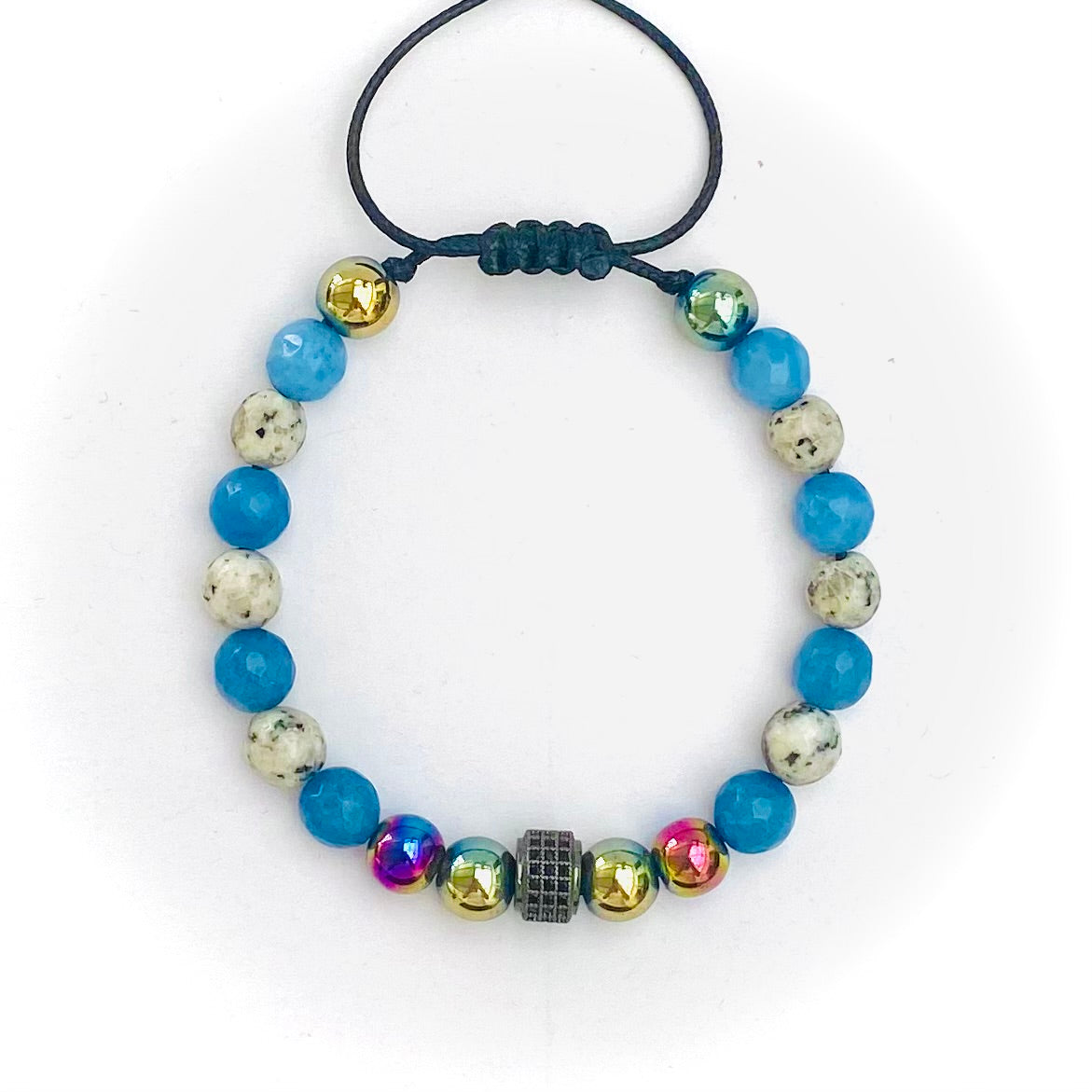 Pulsera agata y acerina con dije