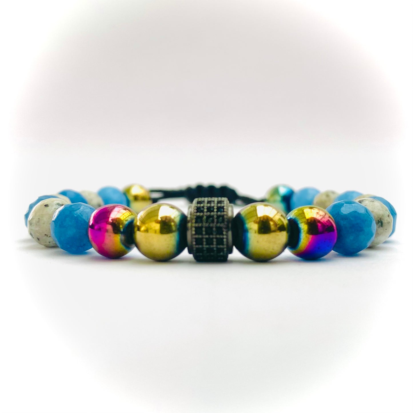 Pulsera agata y acerina con dije