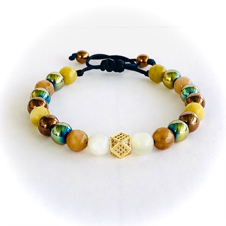 Pulsera piedra luna, acerina y agata