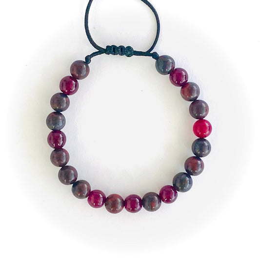 Pulsera jaspe rojo y agata