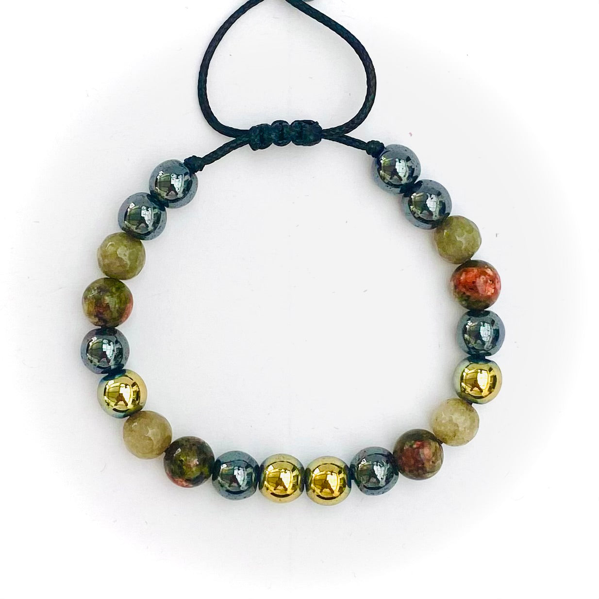 Pulsera acerina, agata y unakita
