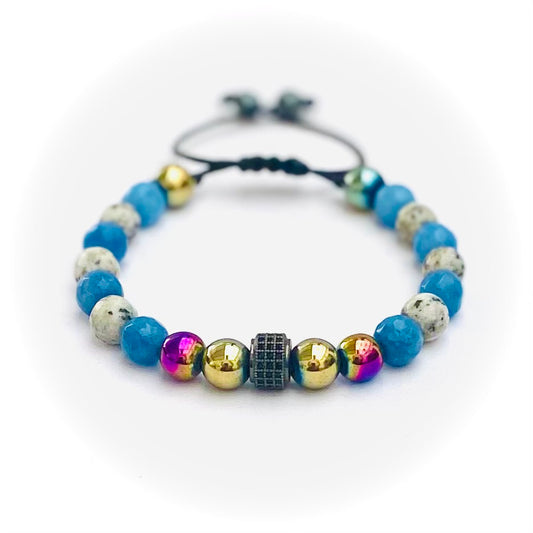 Pulsera agata y acerina con dije