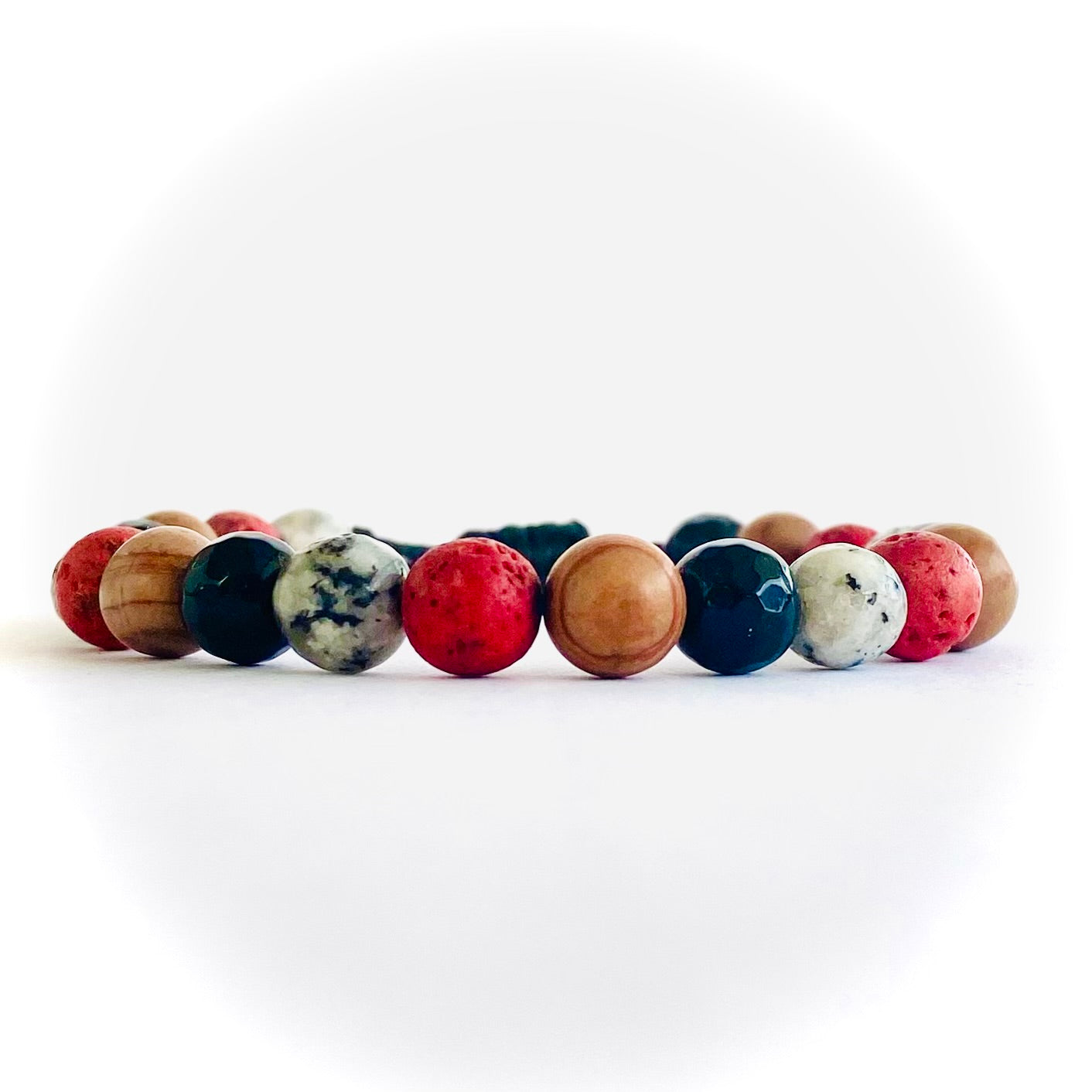 Pulsera agata, volcanica, jaspe madera y cuarzo turmalinado