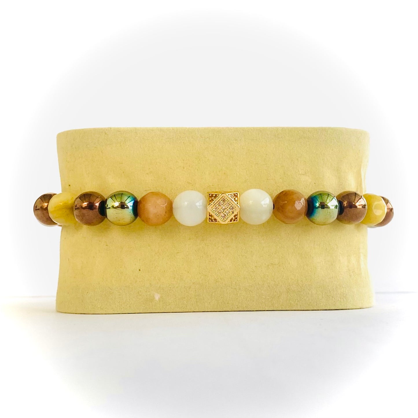 Pulsera piedra luna, acerina y agata