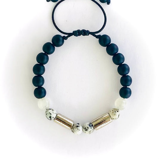 Pulsera onix, cuarzo turmalinado y agata