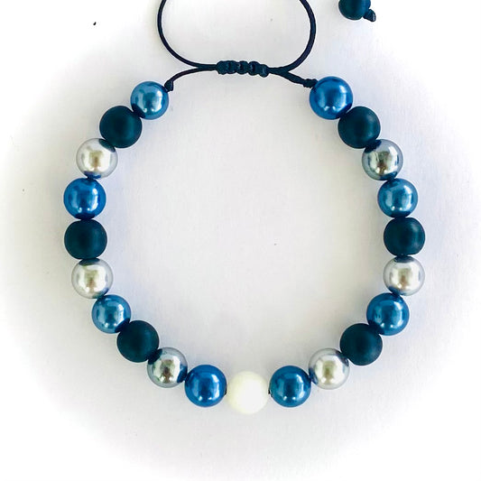 Pulsera madre perla, Onix y piedra luna