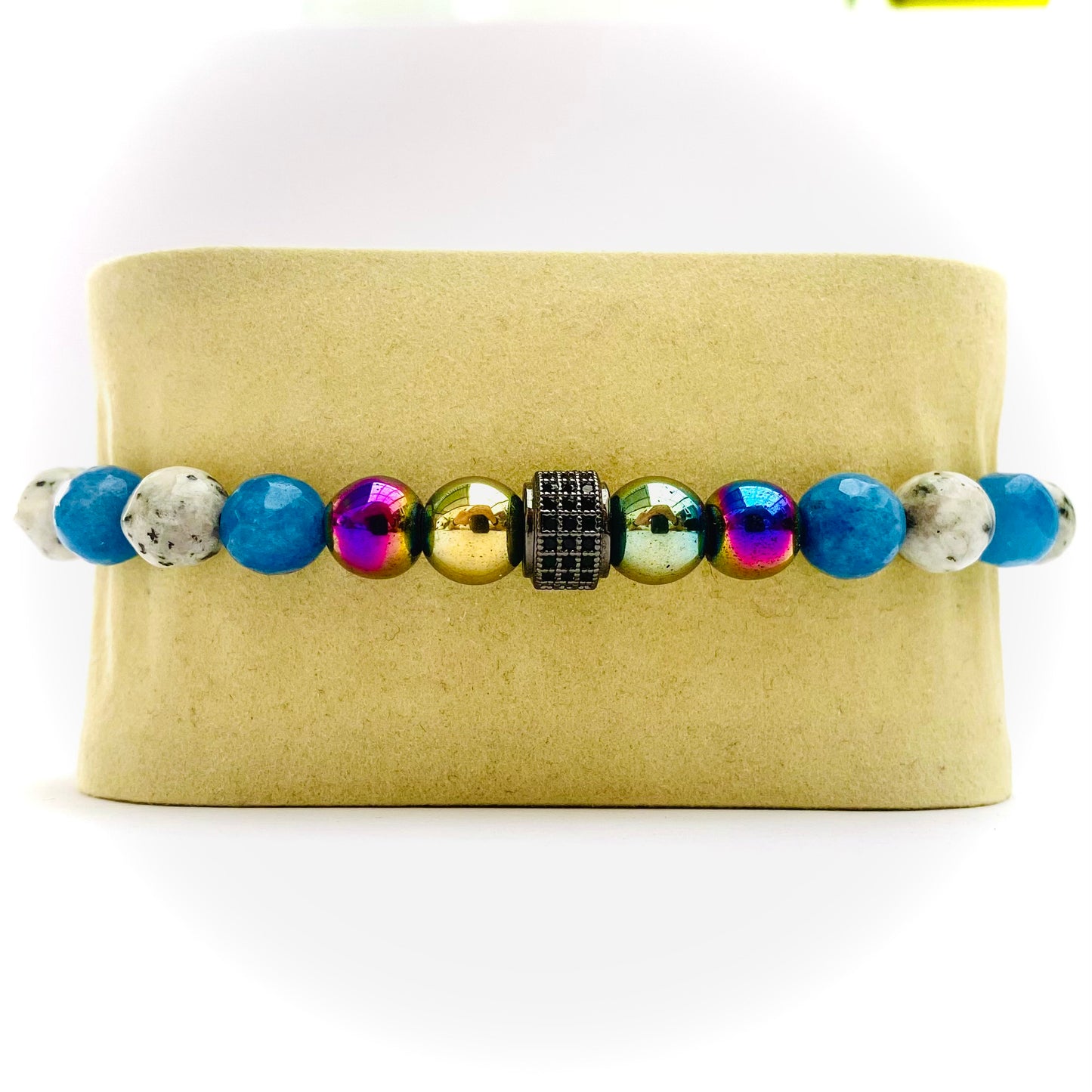 Pulsera agata y acerina con dije