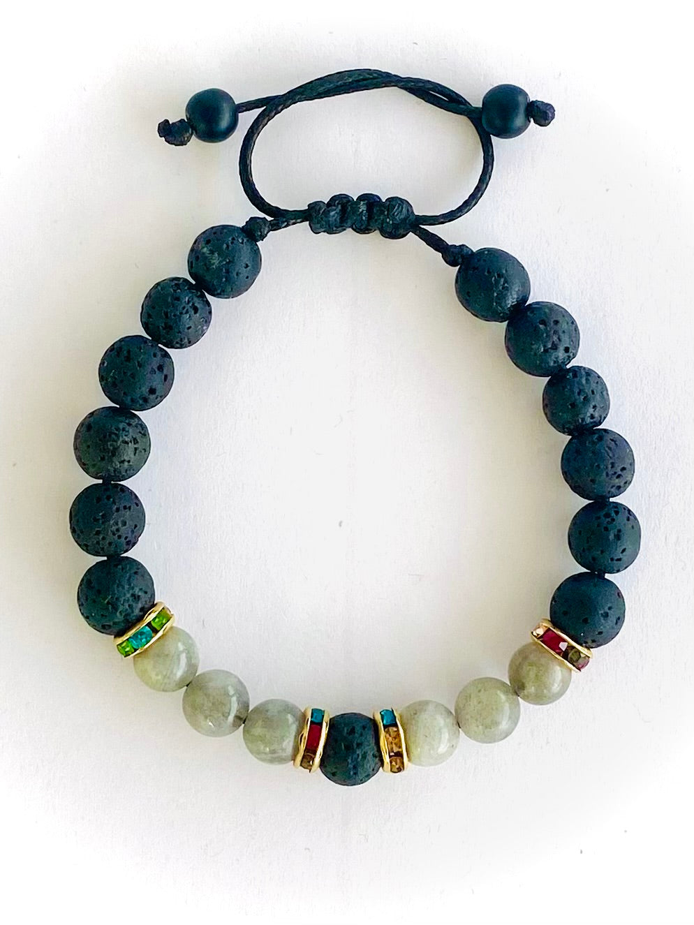 Pulsera volcanica y labradorita con rondel