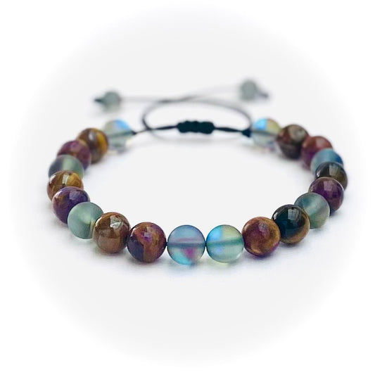 Pulsera cuarzo electrificado y ojo de tigre