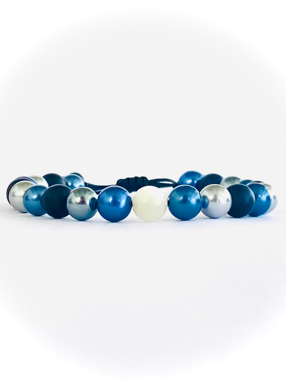 Pulsera madre perla, Onix y piedra luna