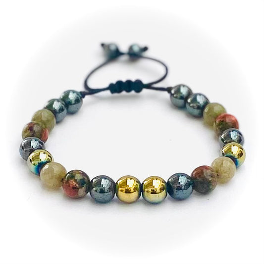 Pulsera acerina, agata y unakita