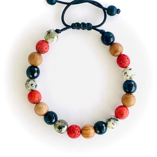 Pulsera agata, volcanica, jaspe madera y cuarzo turmalinado