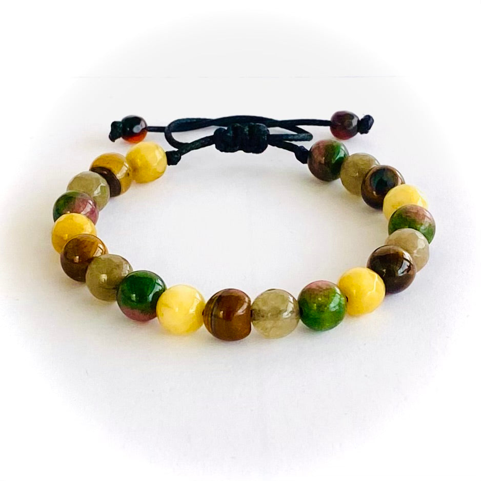 Pulsera agata, ojo de tigre y jade