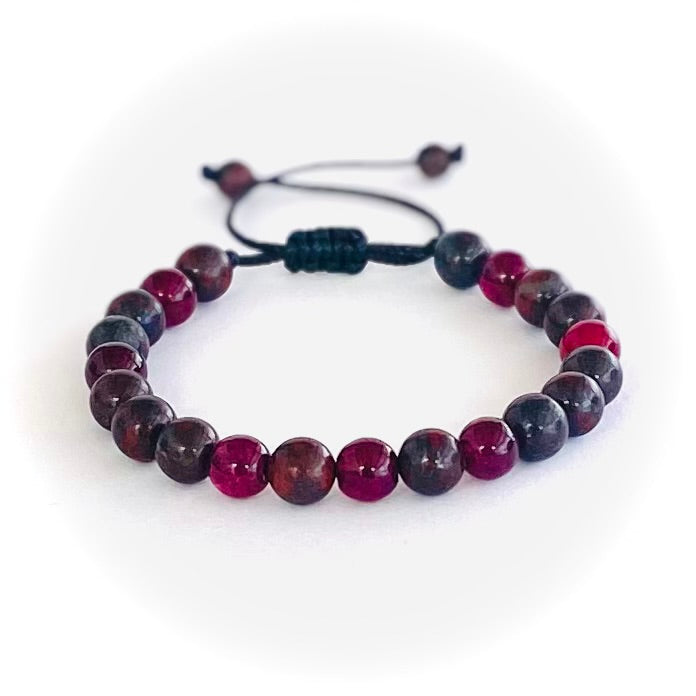 Pulsera jaspe rojo y agata