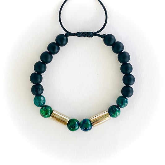 Pulsera onix, agata y espectrolita