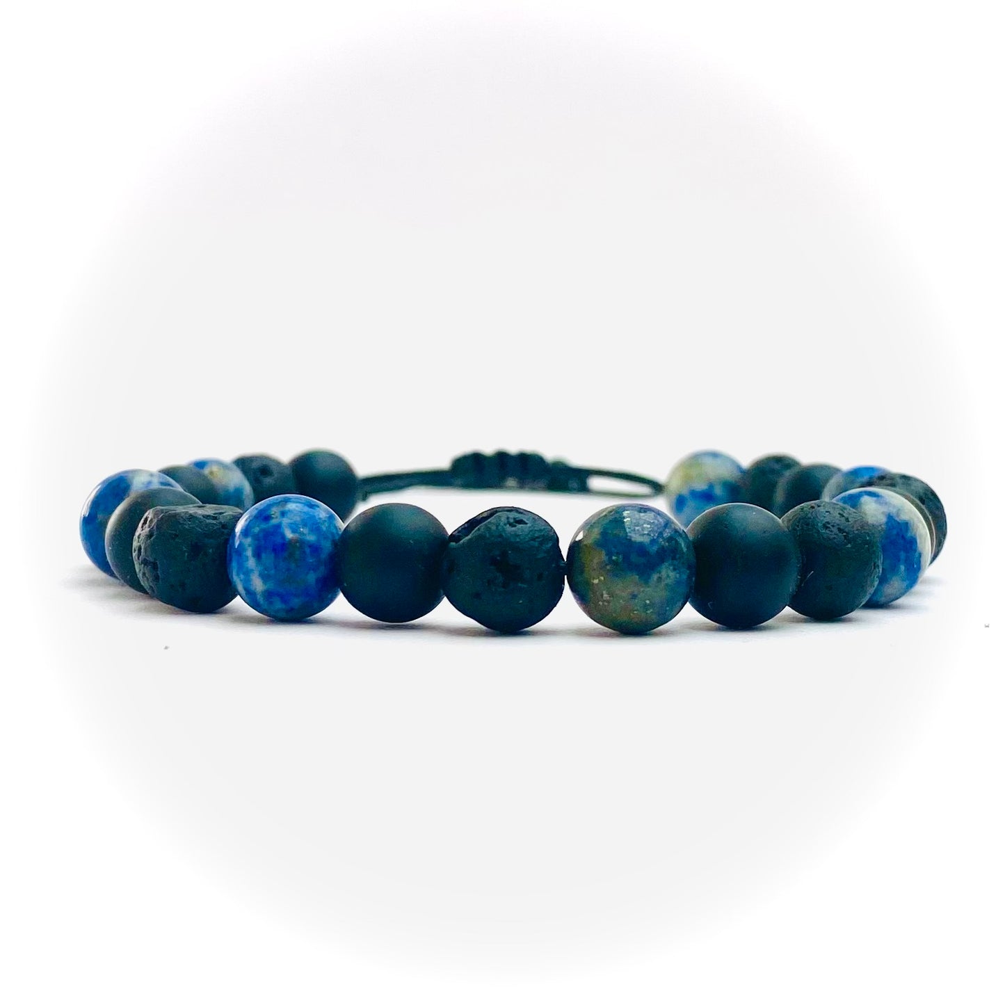 Pulsera lapizlazuli, onix y volcanica